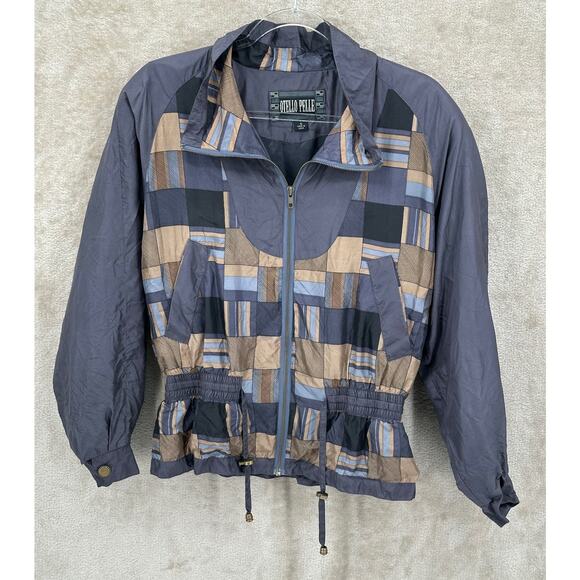 Otello Pelle Track Suit Womens Small Gray Brown Silk Windbreaker Jacket Pants‎ - Picture 2 of 16